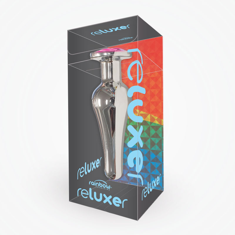 The Reluxer Butt Plug: TALL Silver Chromed Stainless Steel with Shimmer Jewel - Medium