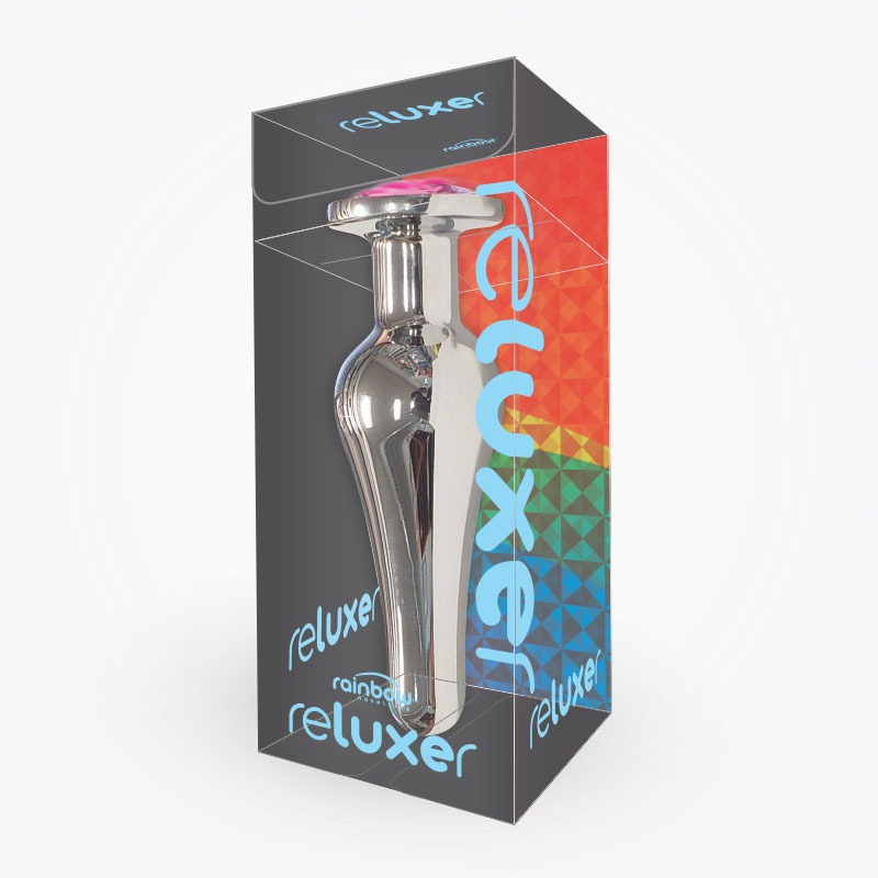The Reluxer Butt Plug: TALL Silver Chromed Stainless Steel with Shimmer Jewel - Large