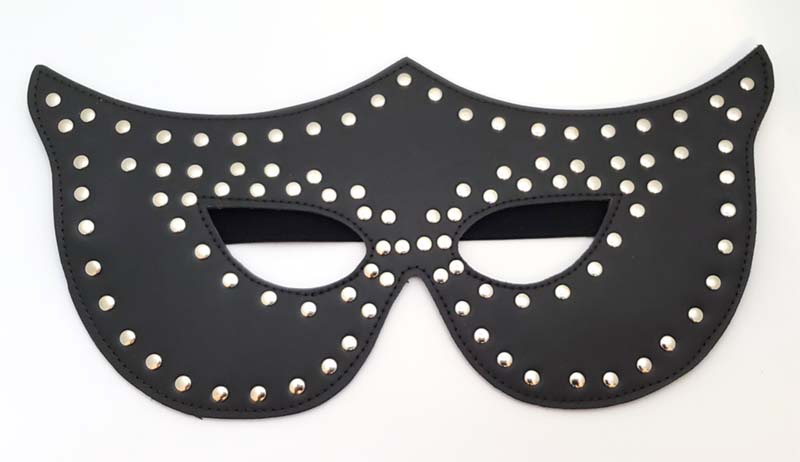 Black Leather Mask w/Silver Rivets
